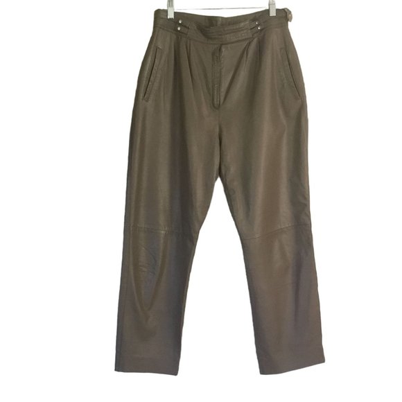 Arlando Vintage 80's Brown Leather High Waist Lined Pants - Picture 1 of 12